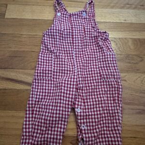 Maison Me Red Checkered Baby Overalls 3-6m